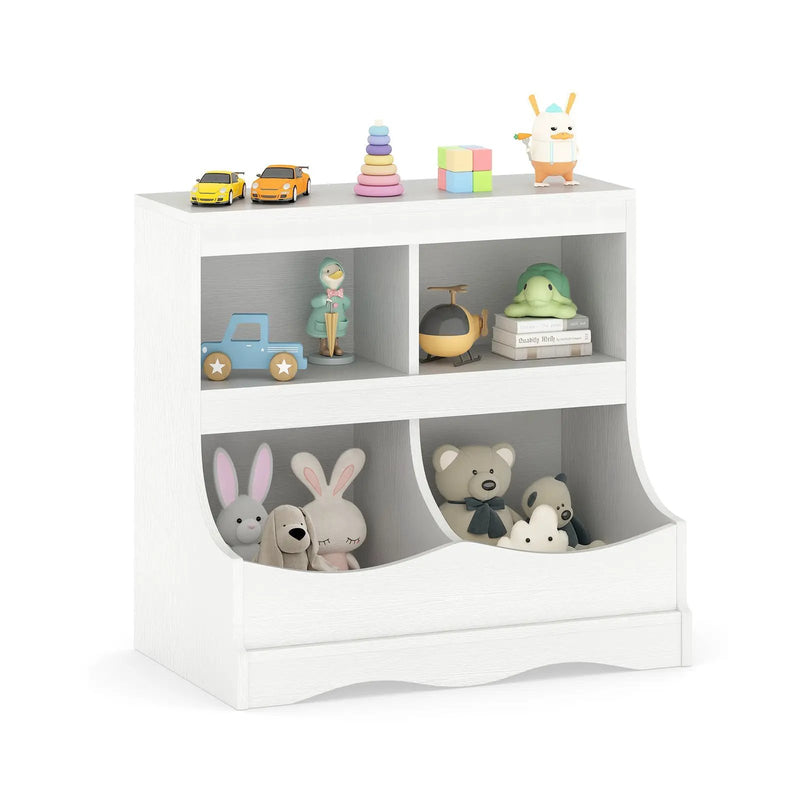 Toy Storage Organizer 4-Cubby Kids Bookcase for Toys and Books by DirectDeals