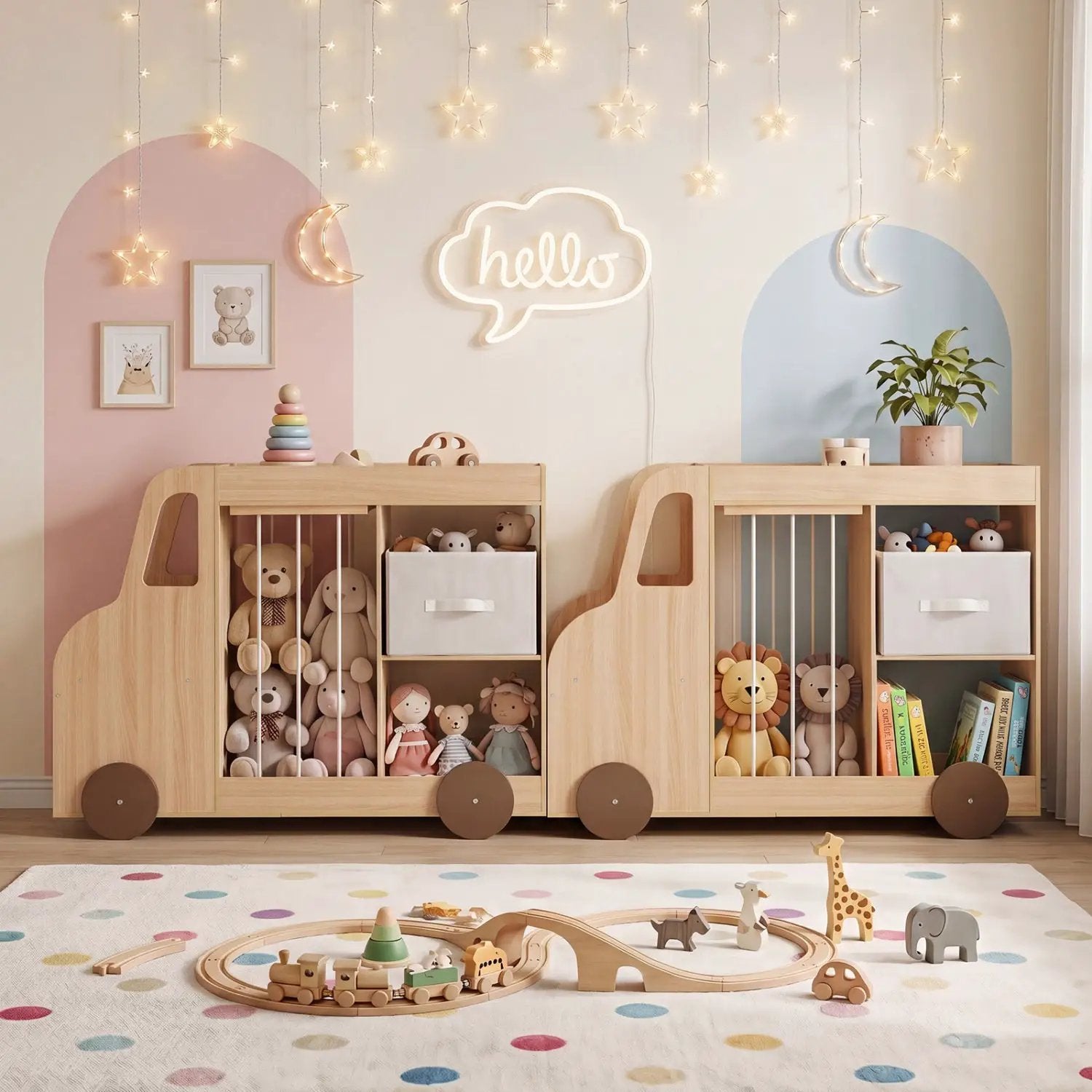 Kids Toy Storage Organizer with Wheels and Stuffed Animal Bin by DirectDeals