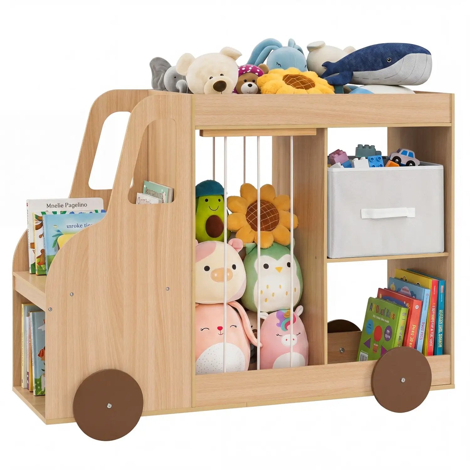 Kids Toy Storage Organizer with Wheels and Stuffed Animal Bin by DirectDeals