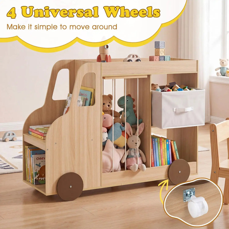 Kids Toy Storage Organizer with Wheels and Stuffed Animal Bin by DirectDeals