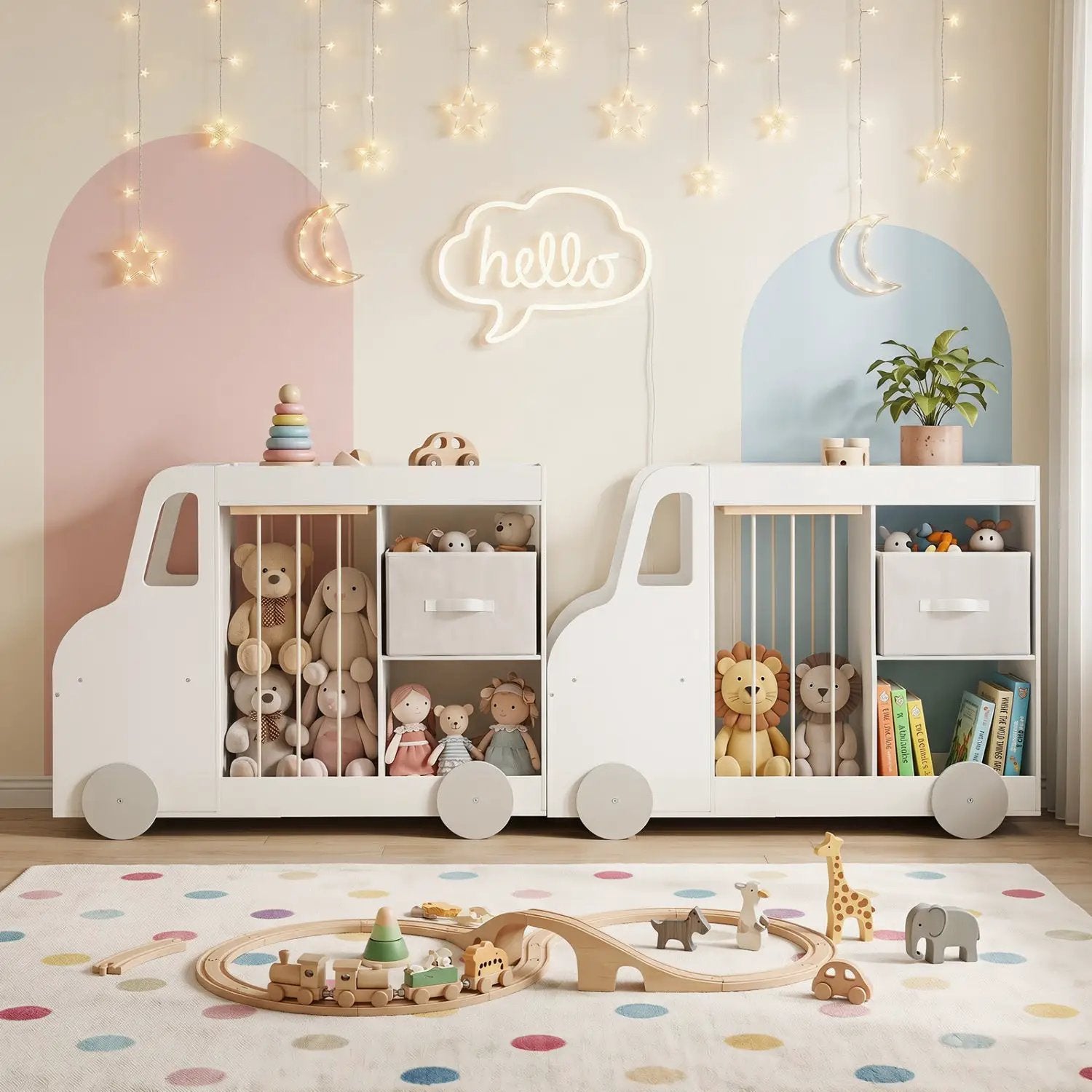 Kids Toy Storage Organizer with Wheels and Stuffed Animal Bin by DirectDeals