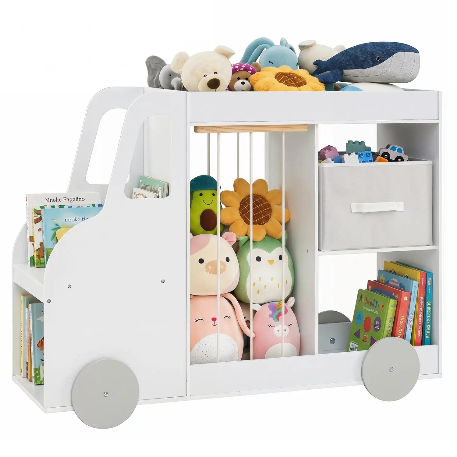 Kids Toy Storage Organizer with Wheels and Stuffed Animal Bin by DirectDeals