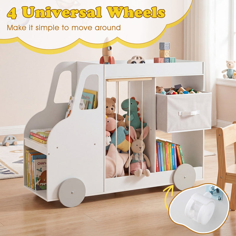 Kids Toy Storage Organizer with Wheels and Stuffed Animal Bin by DirectDeals