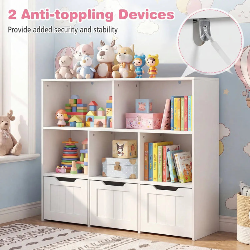 Kids Storage Organizer with 3 Drawers and 5 Cubbies by DirectDeals