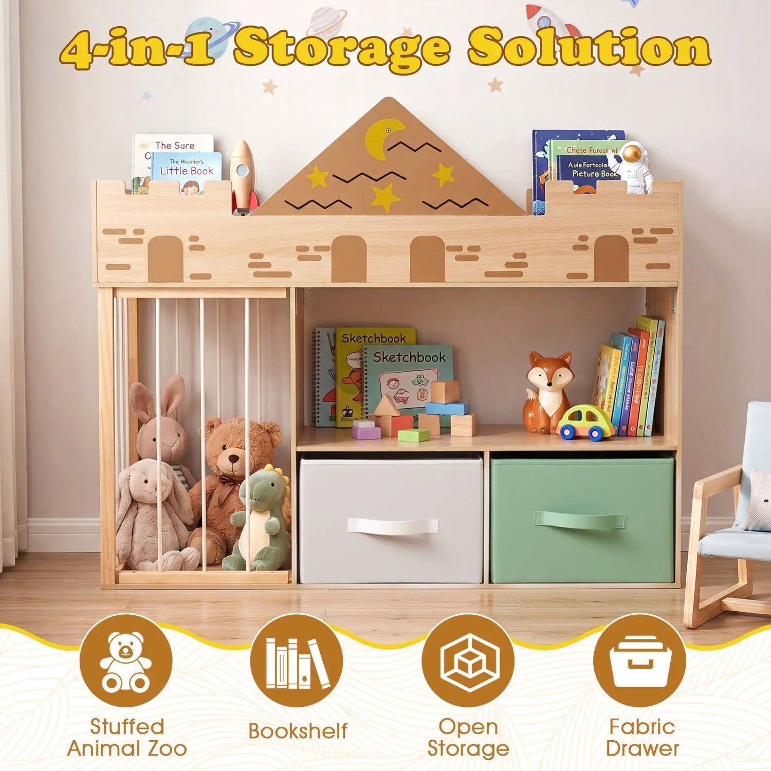 Kids Toy Storage Organizer with Stuffed Animal Holder by DirectDeals