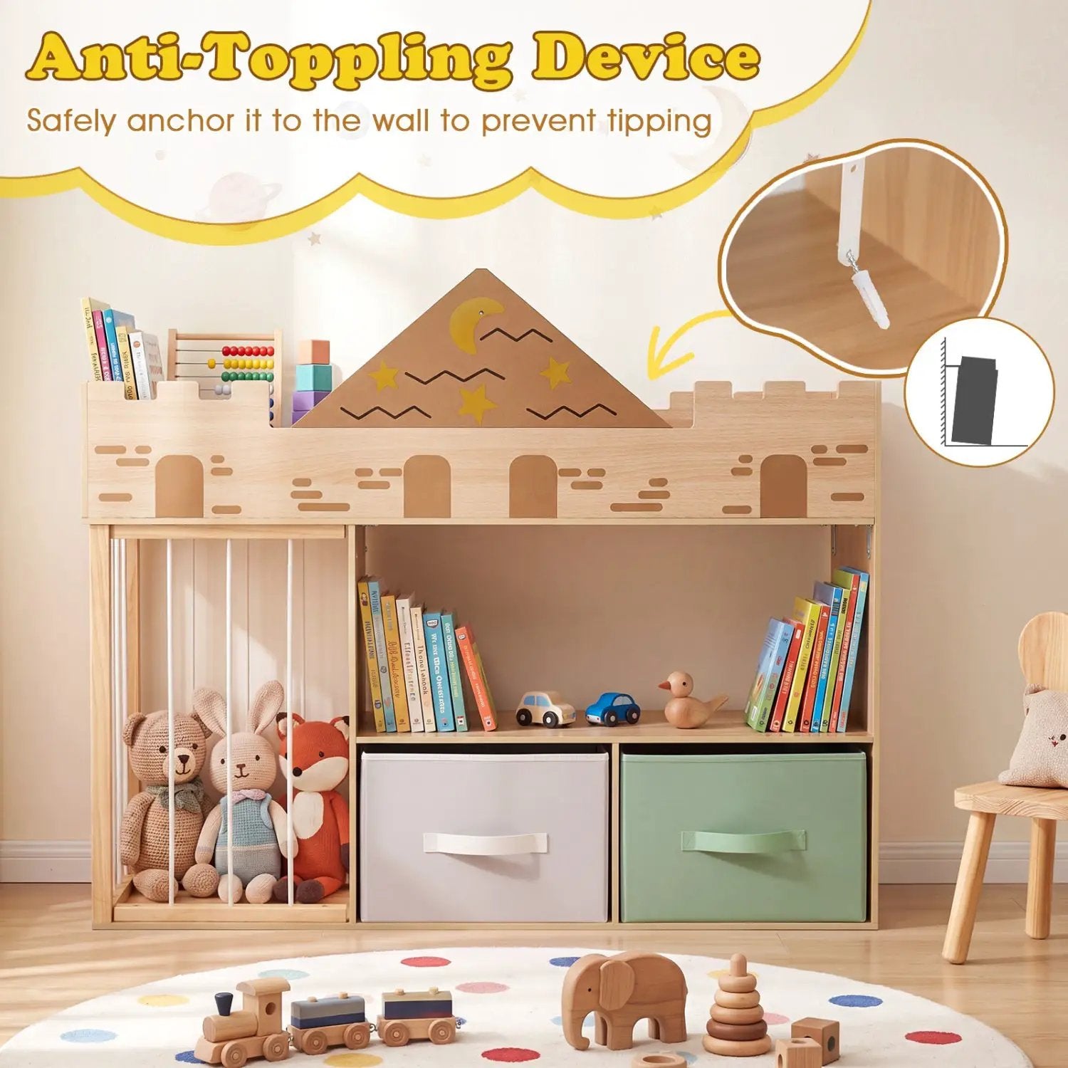 Kids Toy Storage Organizer with Stuffed Animal Holder by DirectDeals