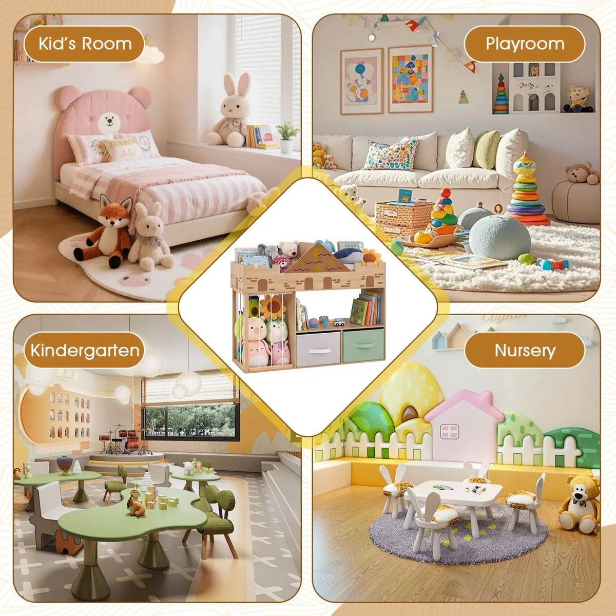 Kids Toy Storage Organizer with Stuffed Animal Holder by DirectDeals