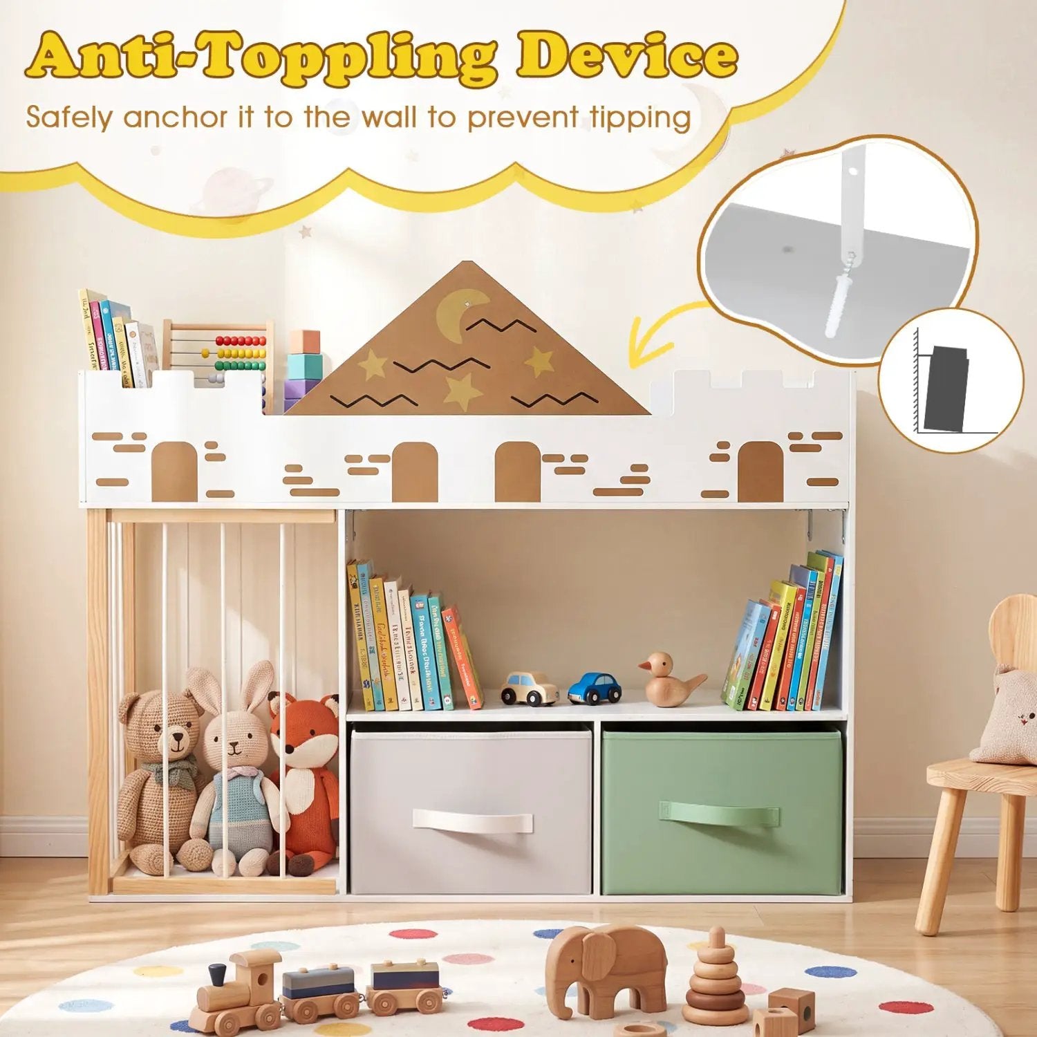 Kids Toy Storage Organizer with Stuffed Animal Holder by DirectDeals