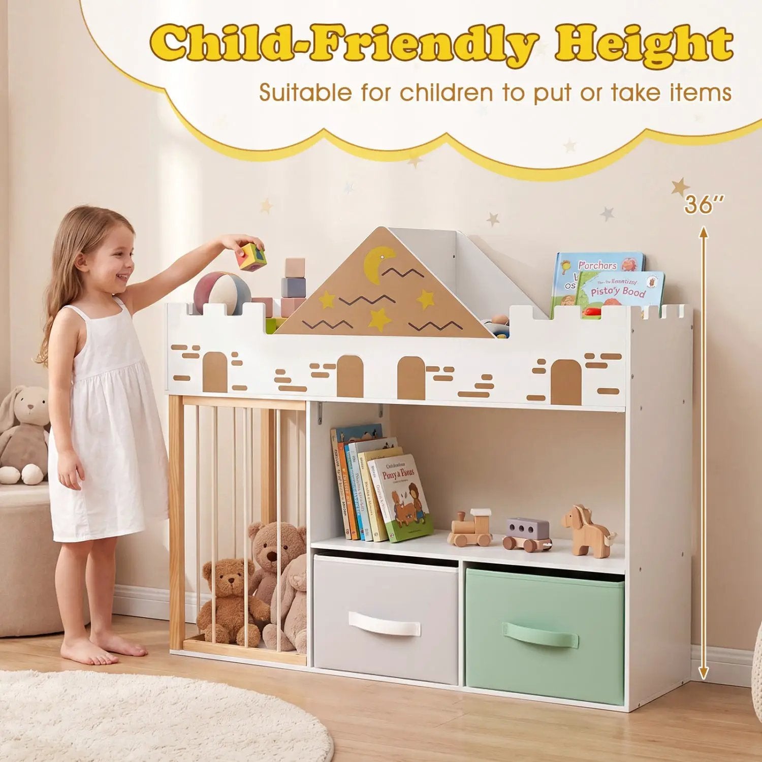 Kids Toy Storage Organizer with Stuffed Animal Holder by DirectDeals