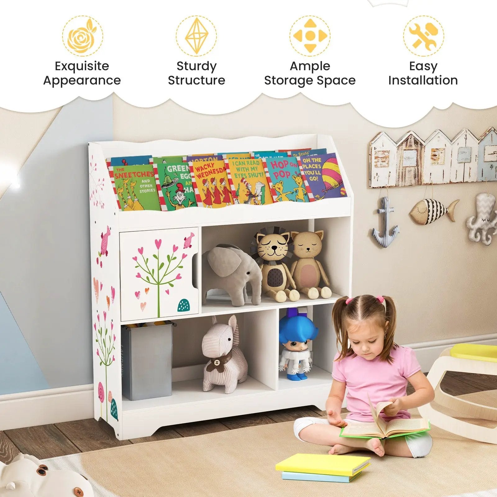 Kids Toy Storage Organizer with Book Shelf and Storage Cabinet by DirectDeals