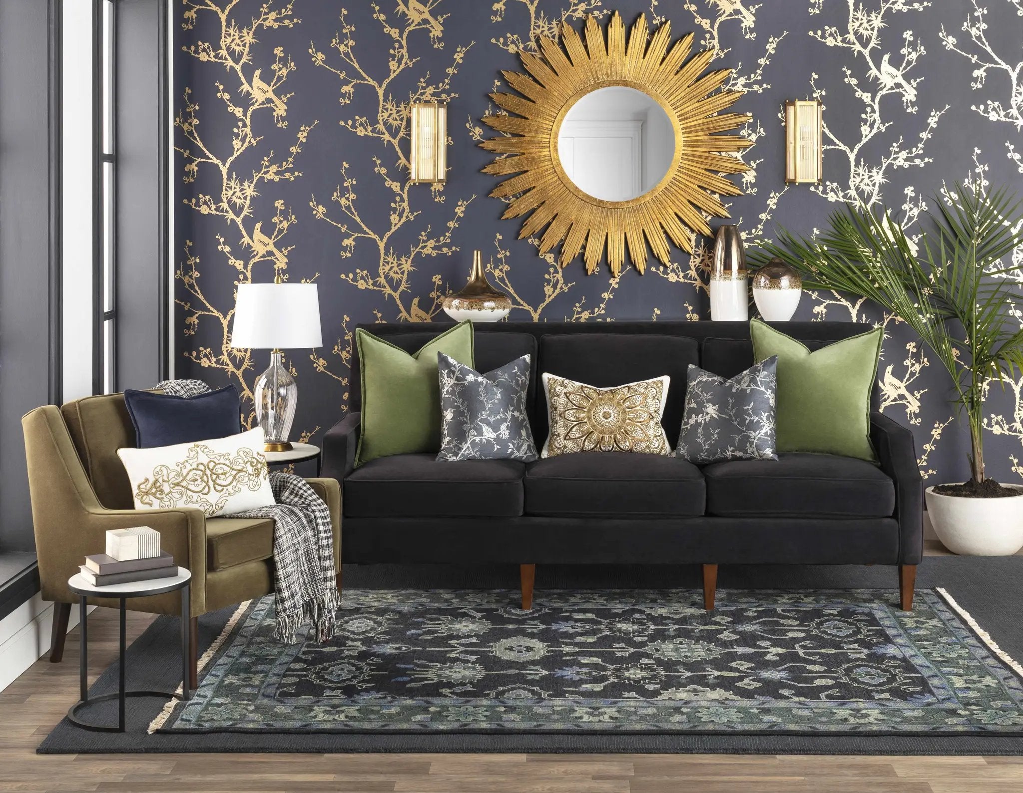 Brockton Solid Dark Blue Wool Rug by Boutique Rugs