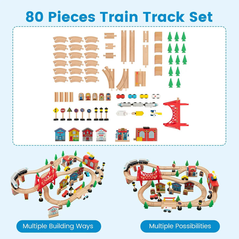 80-Piece Wooden Train Set and Table by DirectDeals