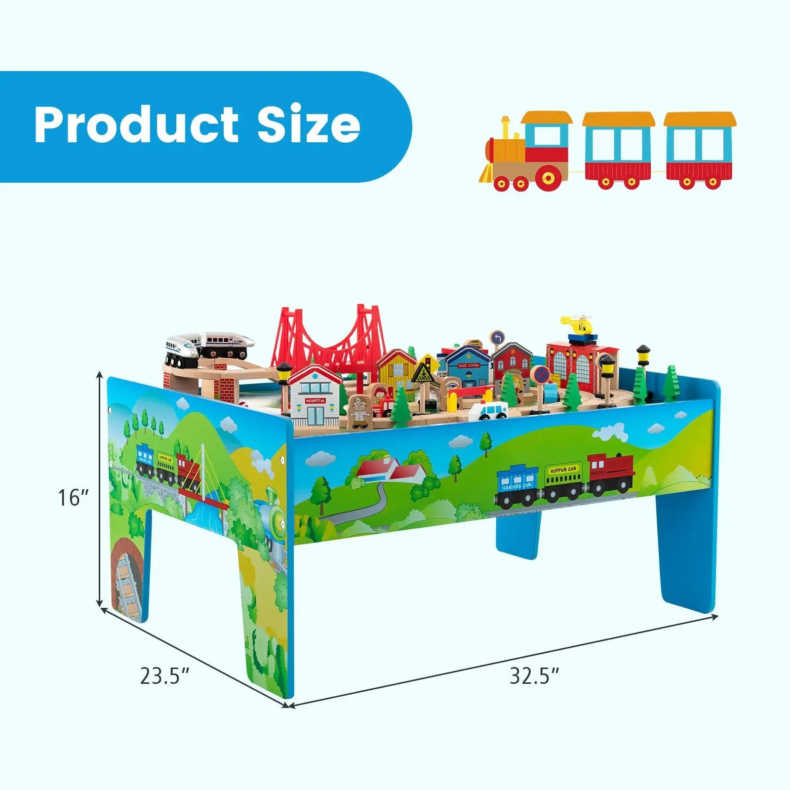 80-Piece Wooden Train Set and Table by DirectDeals