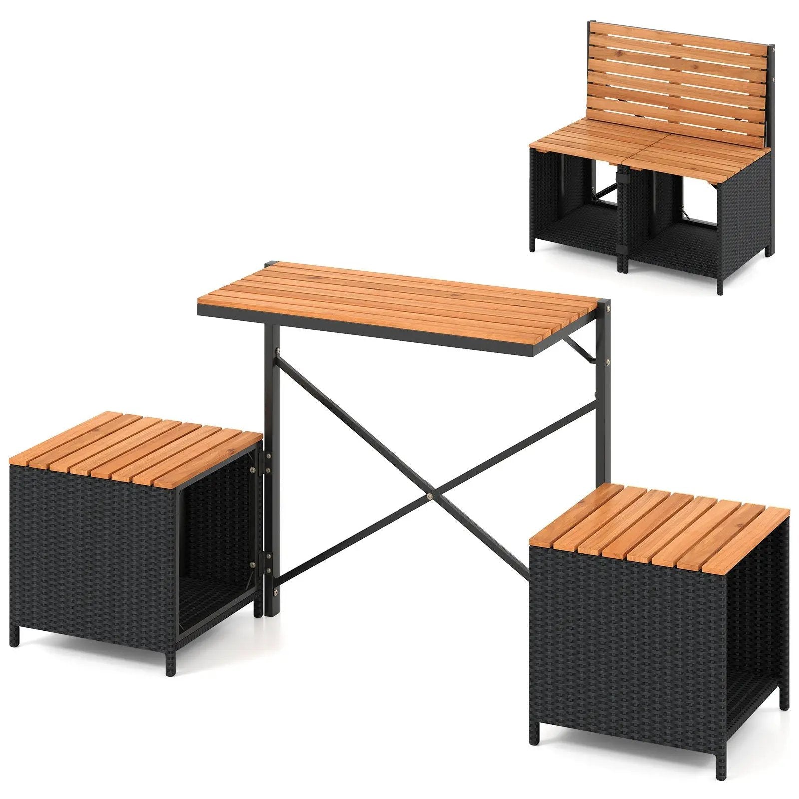 2-in-1 Transforming Picnic Table and Chairs Set with Storage by DirectDeals
