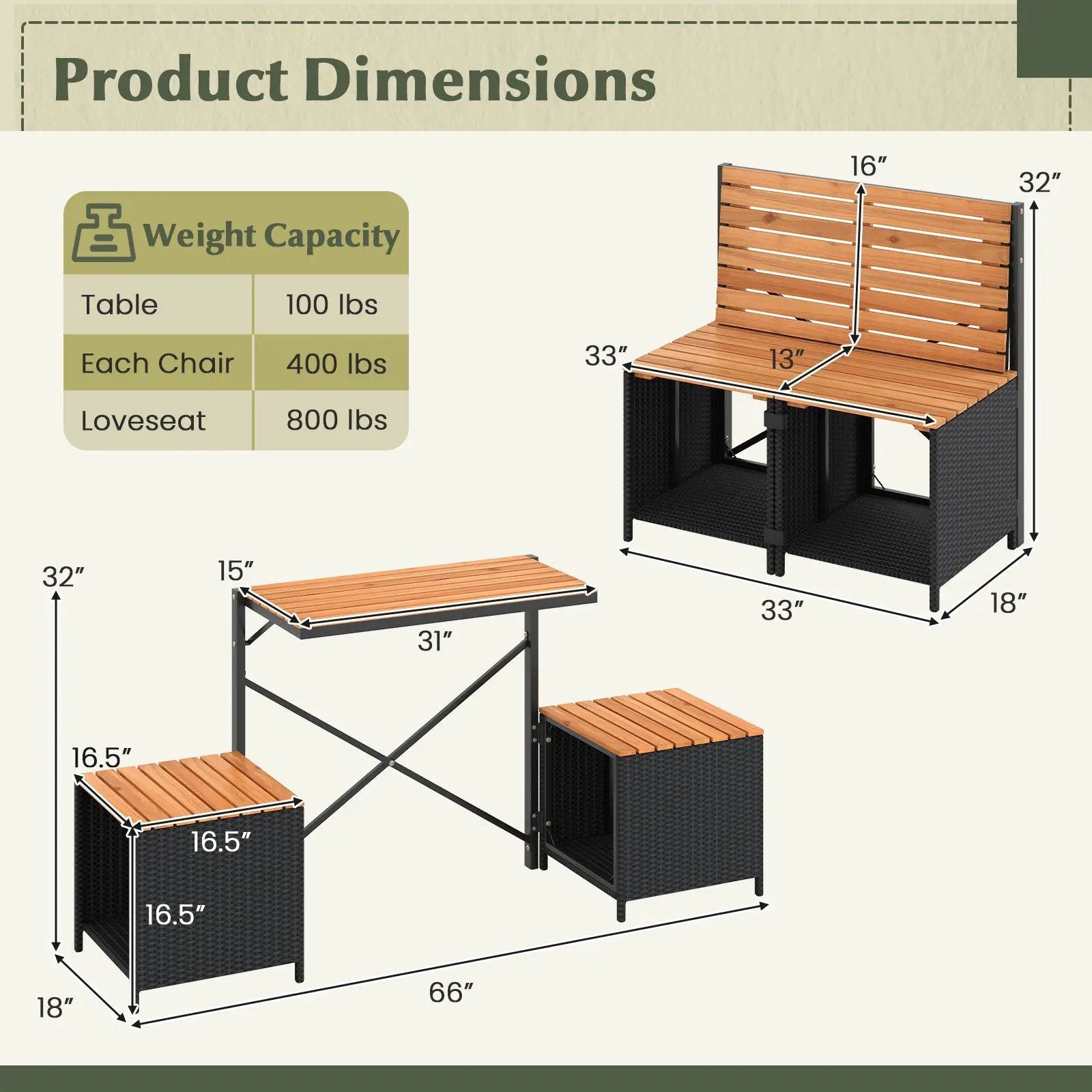 2-in-1 Transforming Picnic Table and Chairs Set with Storage by DirectDeals
