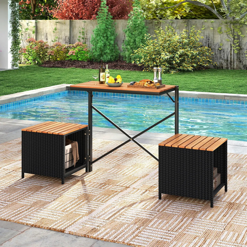 2-in-1 Transforming Picnic Table and Chairs Set with Storage by DirectDeals