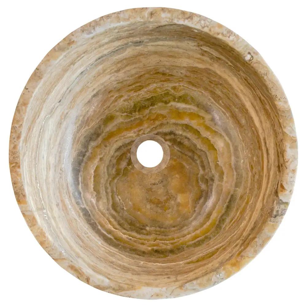 Travertine Onyx Natural Stone Round Vessel Sink - 16 Inch Diameter by GobekDesign