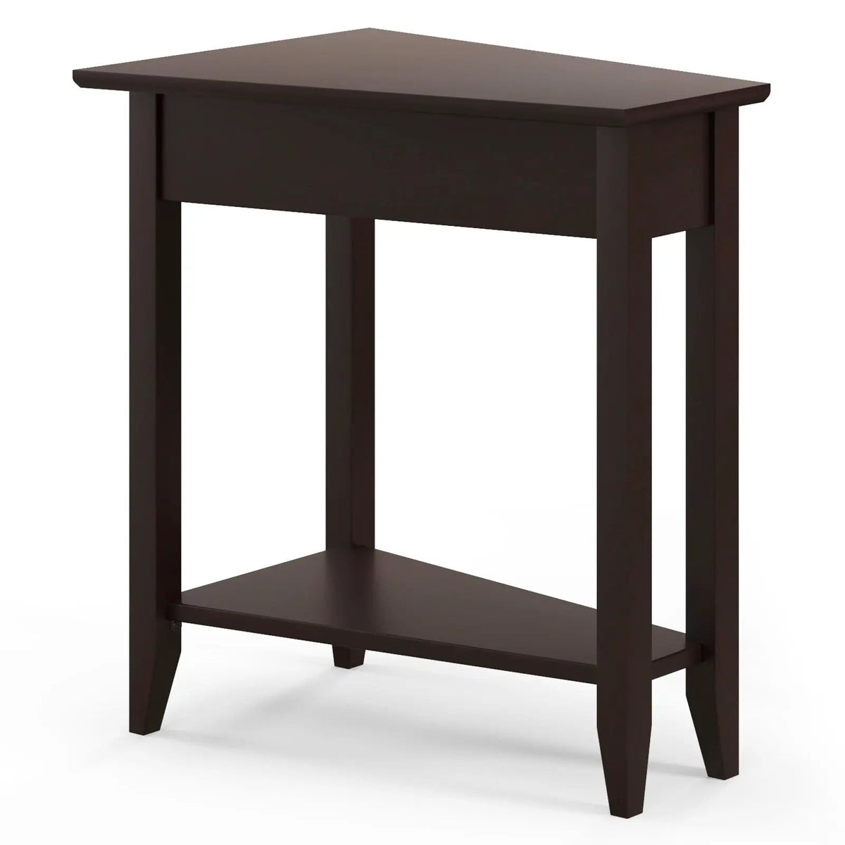 2-Tier Wedge Narrow End Table with Storage Shelf and Solid Wood Legs by DirectDeals