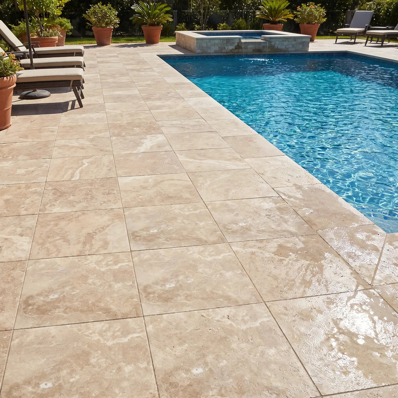 Travertine Cc Cream 24x24x3/4 R11 Paver by Stonetiledepot