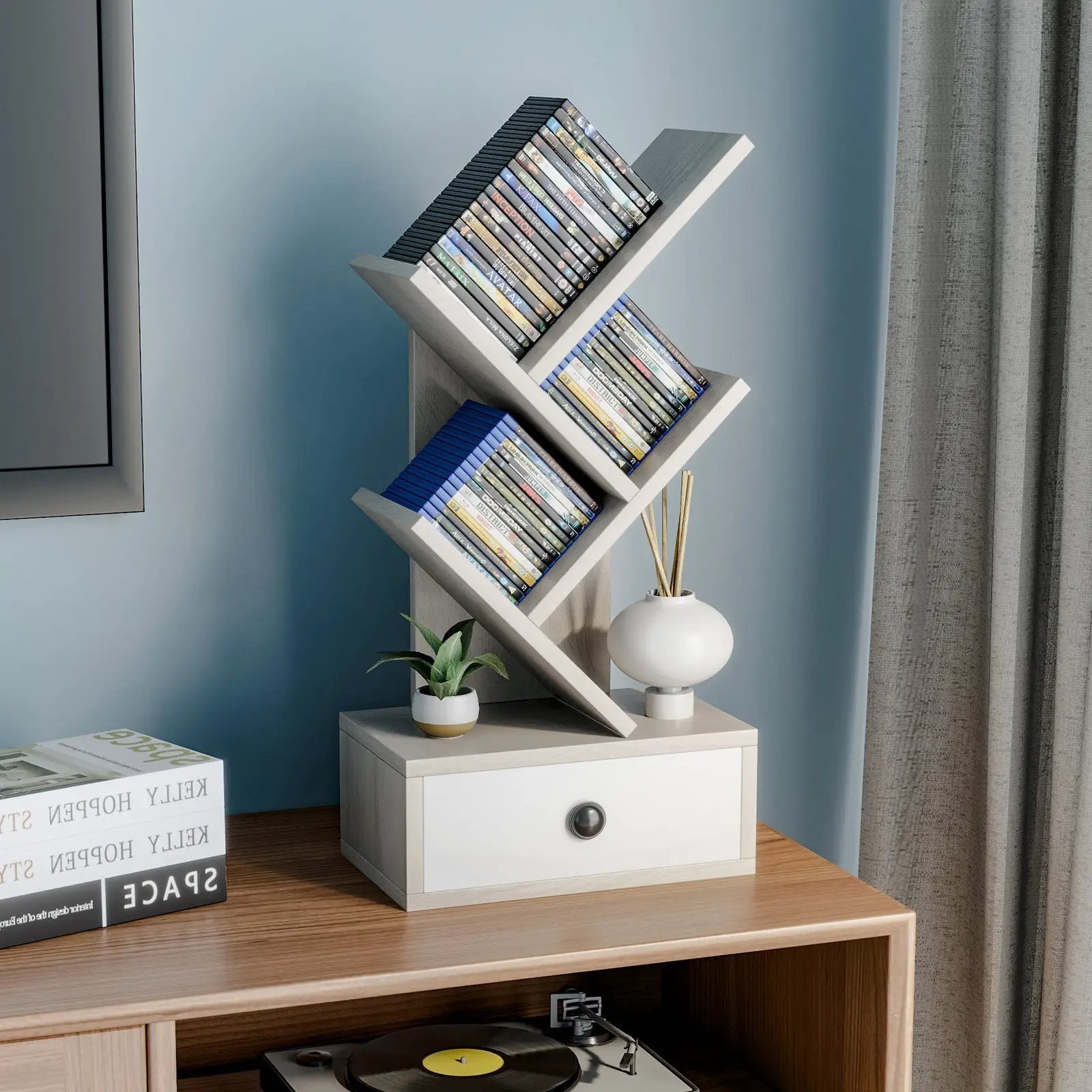 5-Tier Floor Standing Tree Bookcase with Drawer by DirectDeals