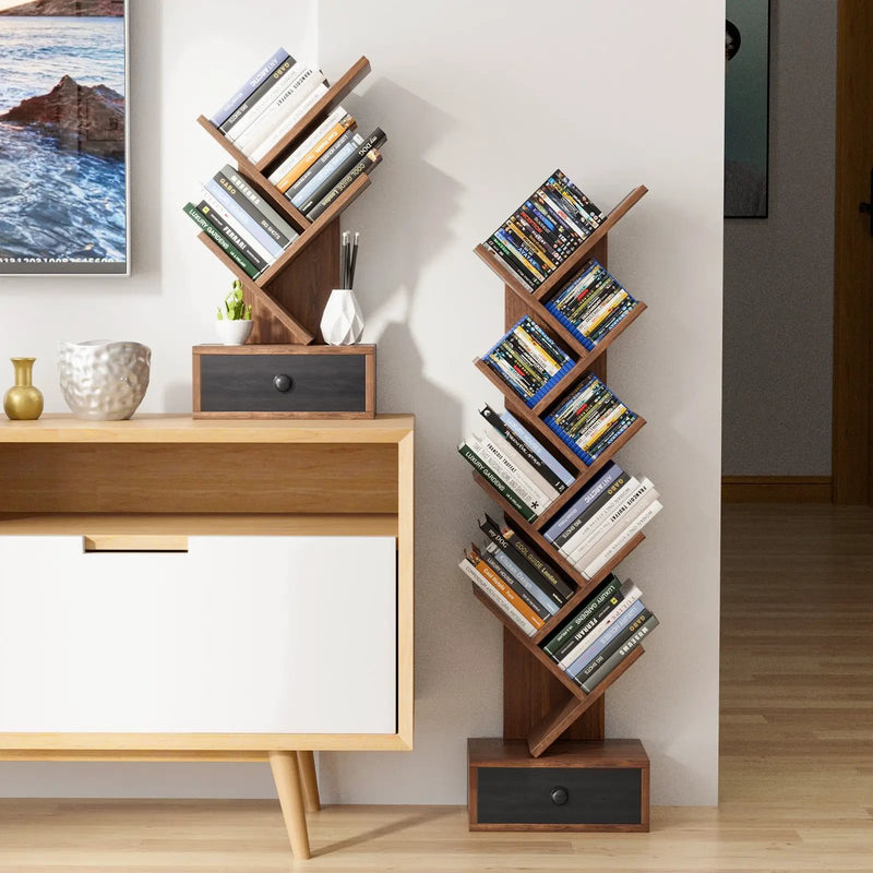 5-Tier Floor Standing Tree Bookcase with Drawer by DirectDeals