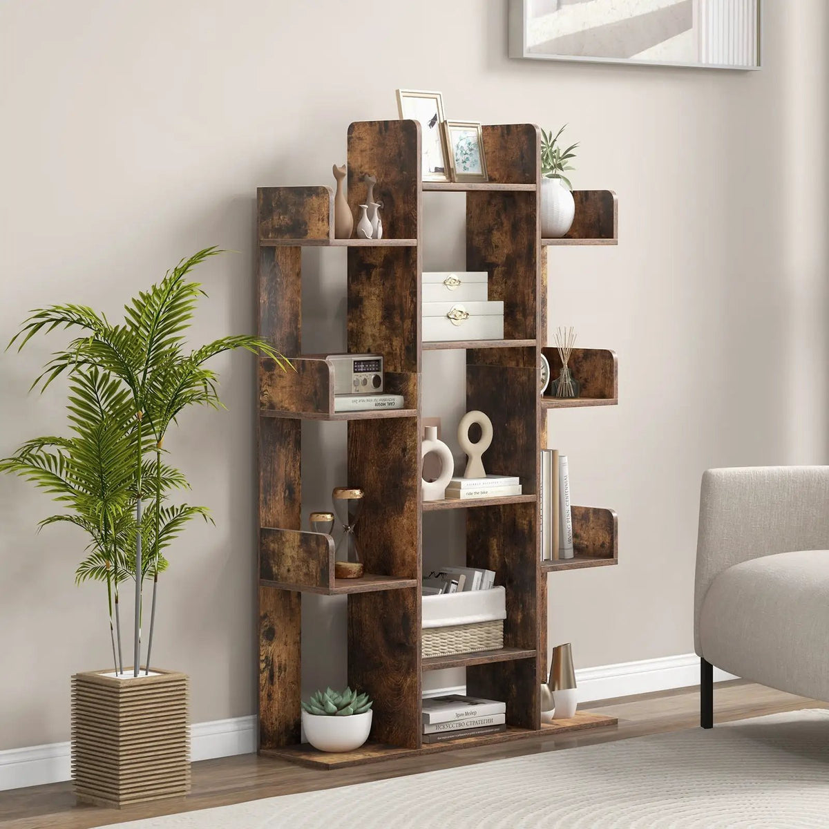 Tree-Shaped Bookshelf with 13 Compartments by DirectDeals