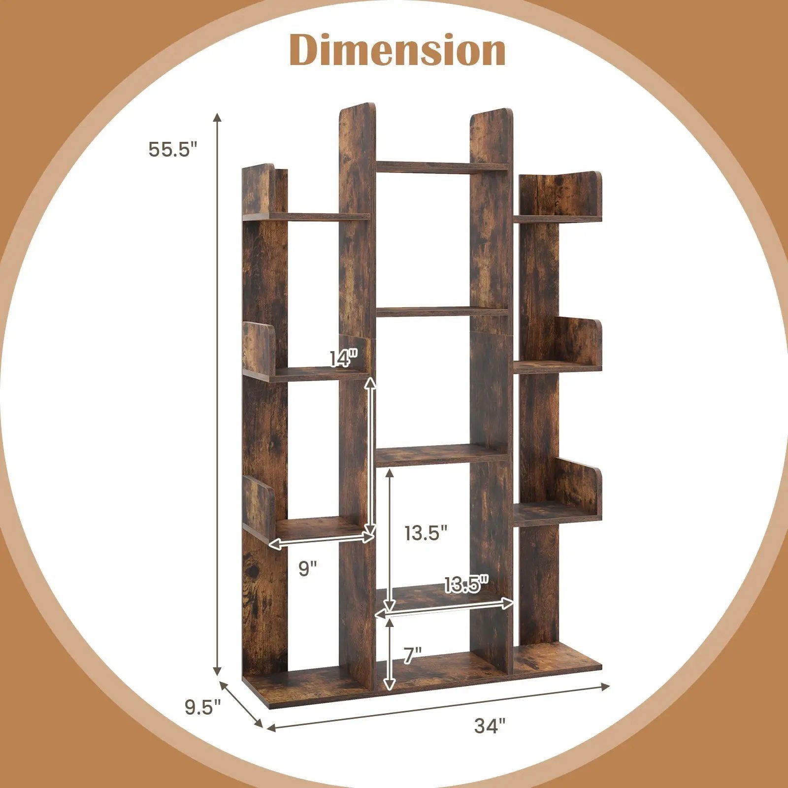 Tree-Shaped Bookshelf with 13 Compartments by DirectDeals