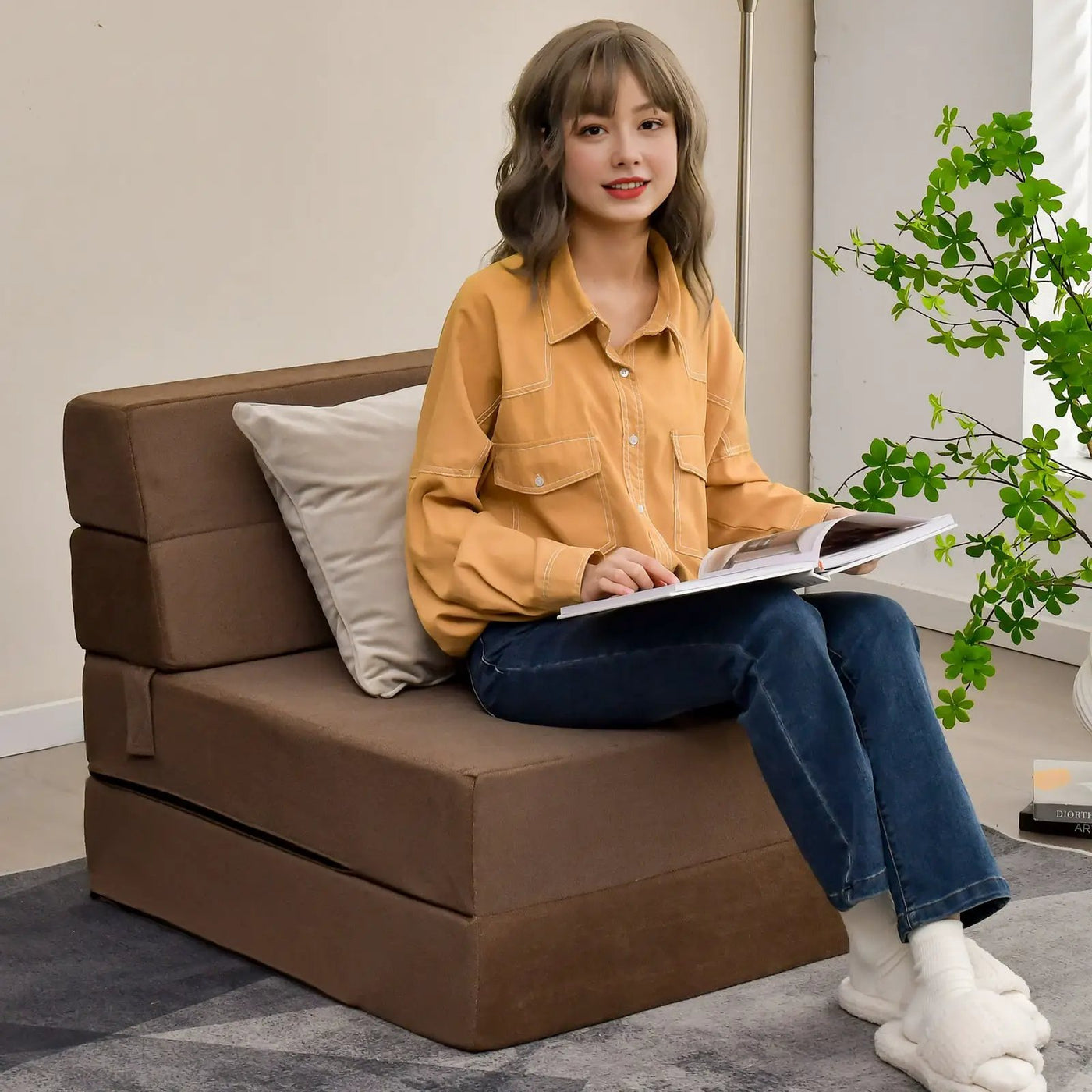 Tri-Fold Folding Chair Convertible Sleeper Bed by DirectDeals