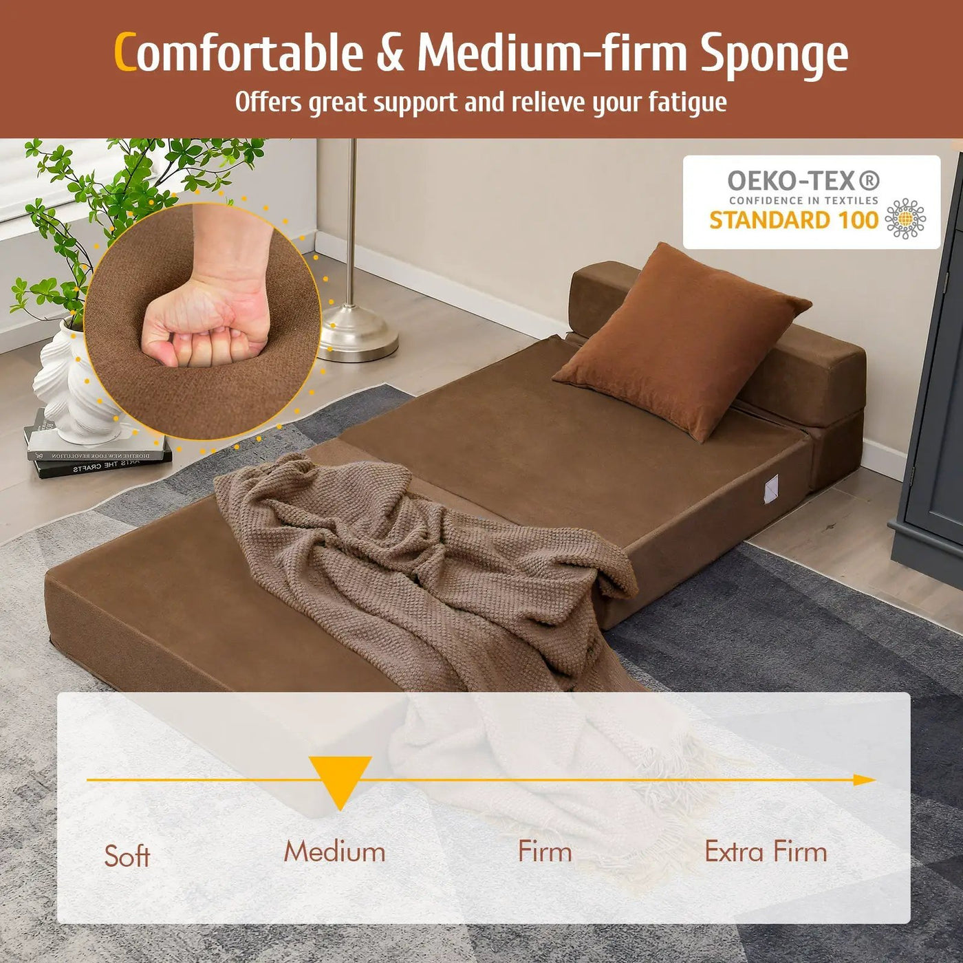 Tri-Fold Folding Chair Convertible Sleeper Bed by DirectDeals