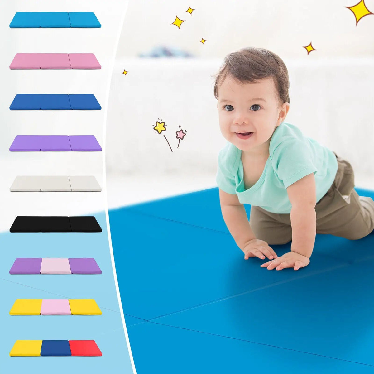 6 x 2 FT Tri-Fold Gym Mat with Handles and Removable Zippered Cover by DirectDeals