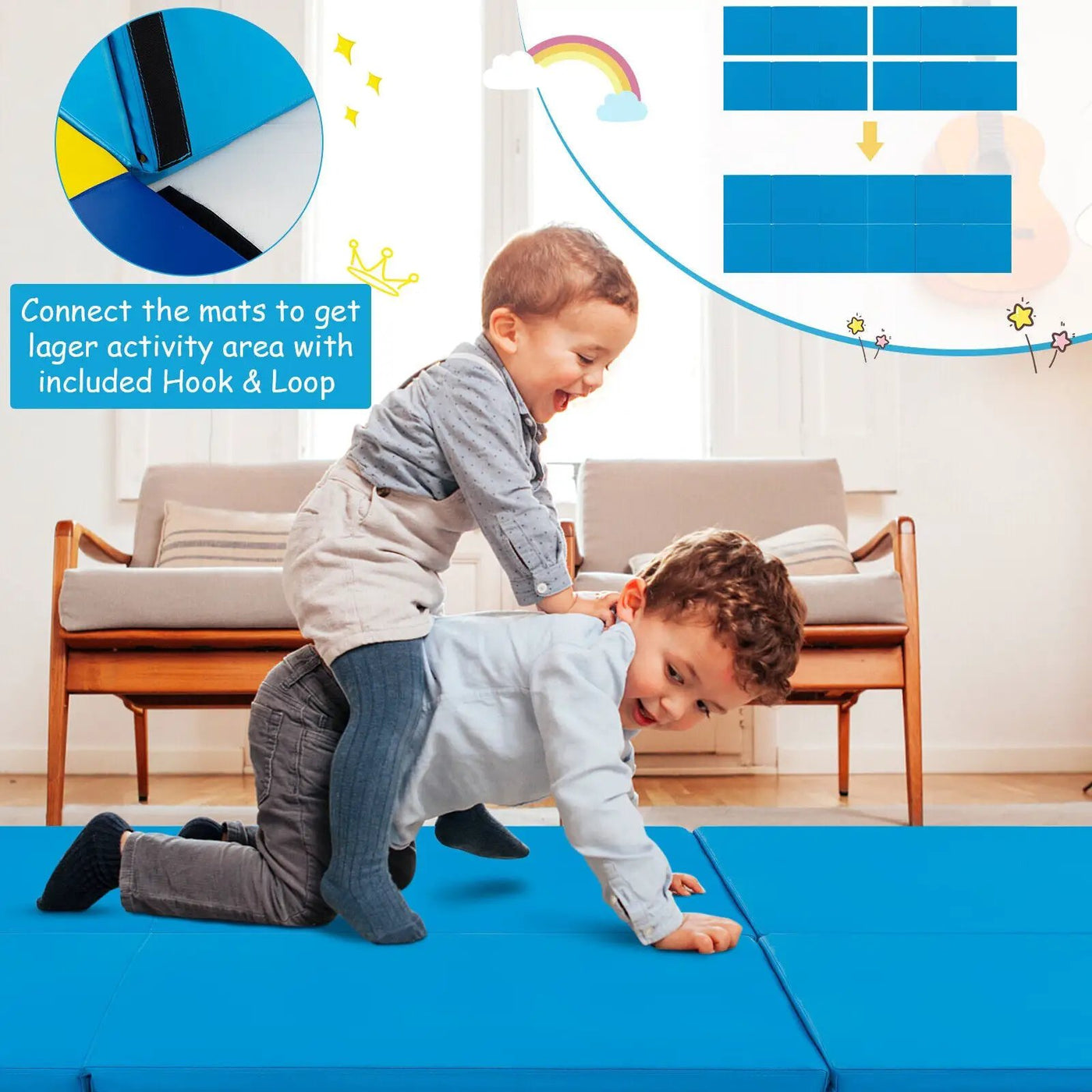 6 x 2 FT Tri-Fold Gym Mat with Handles and Removable Zippered Cover by DirectDeals
