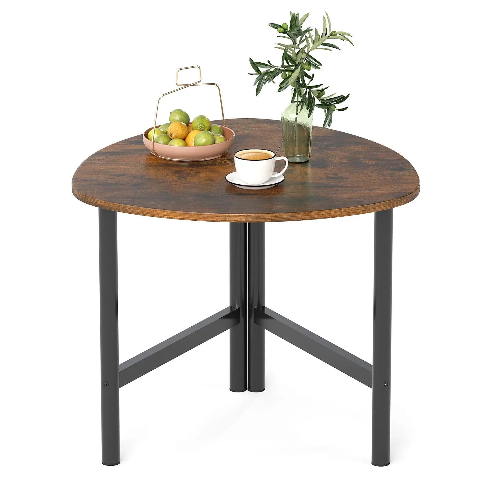 Triangle Coffee Table Oval Coffee Table with Metal Legs Industrial Center Table by DirectDeals