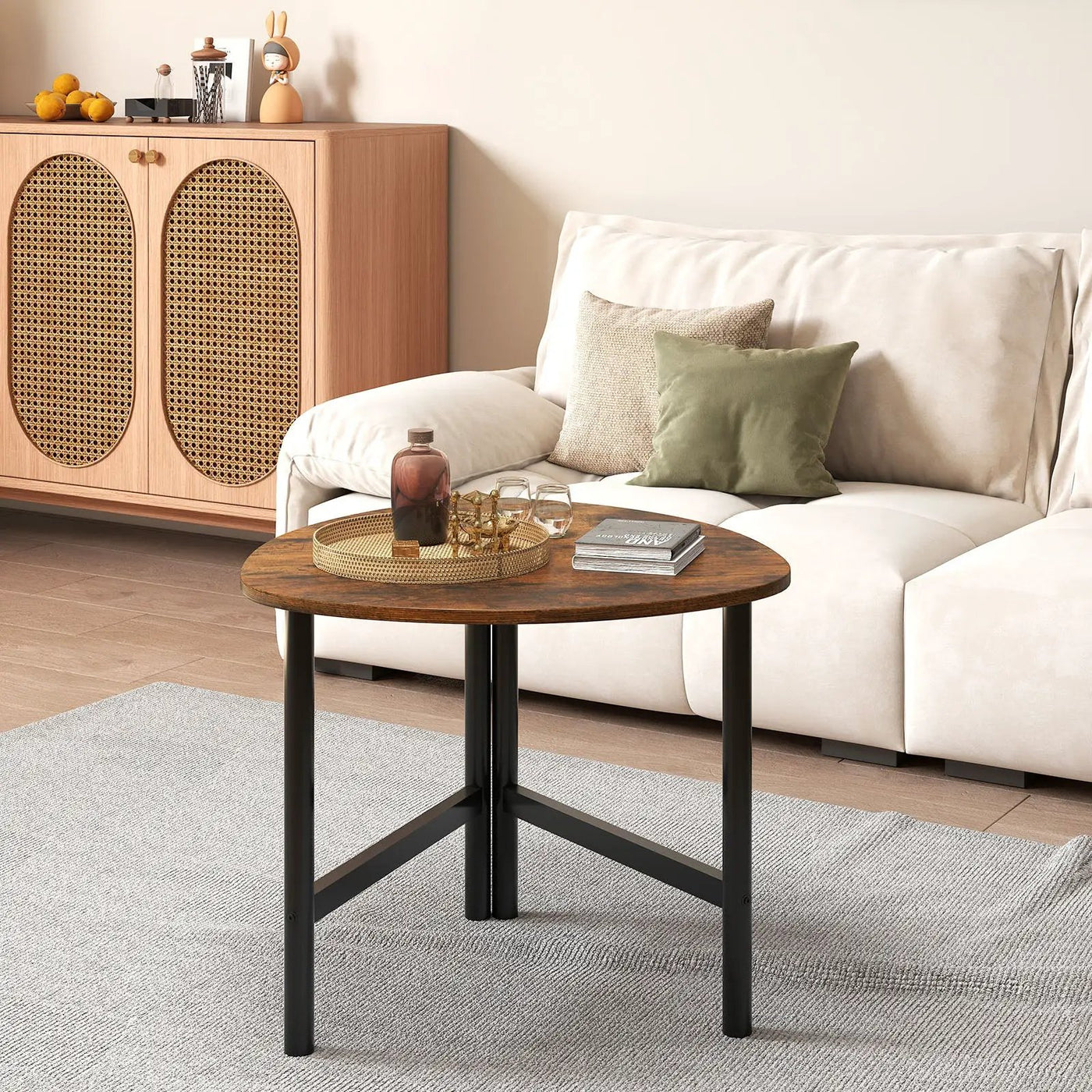 Triangle Coffee Table Oval Coffee Table with Metal Legs Industrial Center Table by DirectDeals