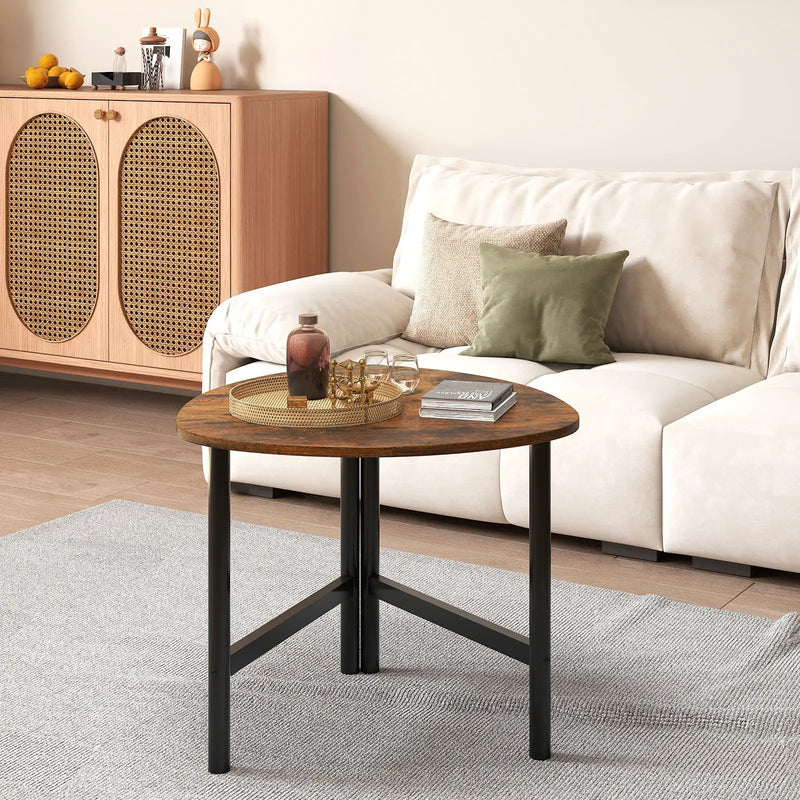 Triangle Coffee Table Oval Coffee Table with Metal Legs Industrial Center Table by DirectDeals