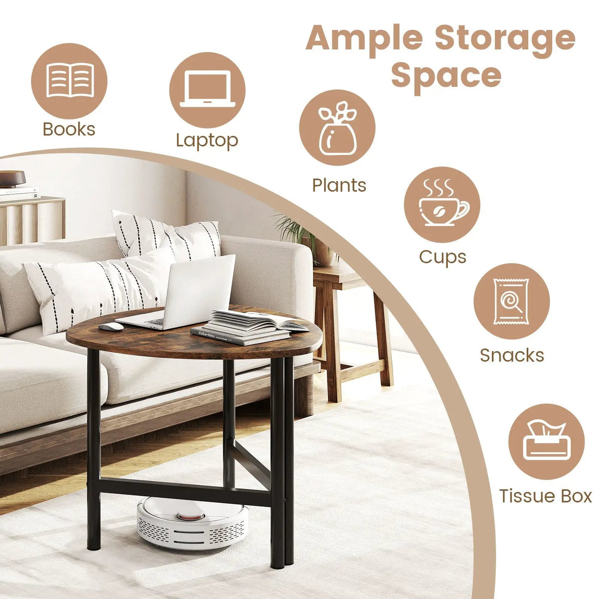 Triangle Coffee Table Oval Coffee Table with Metal Legs Industrial Center Table by DirectDeals