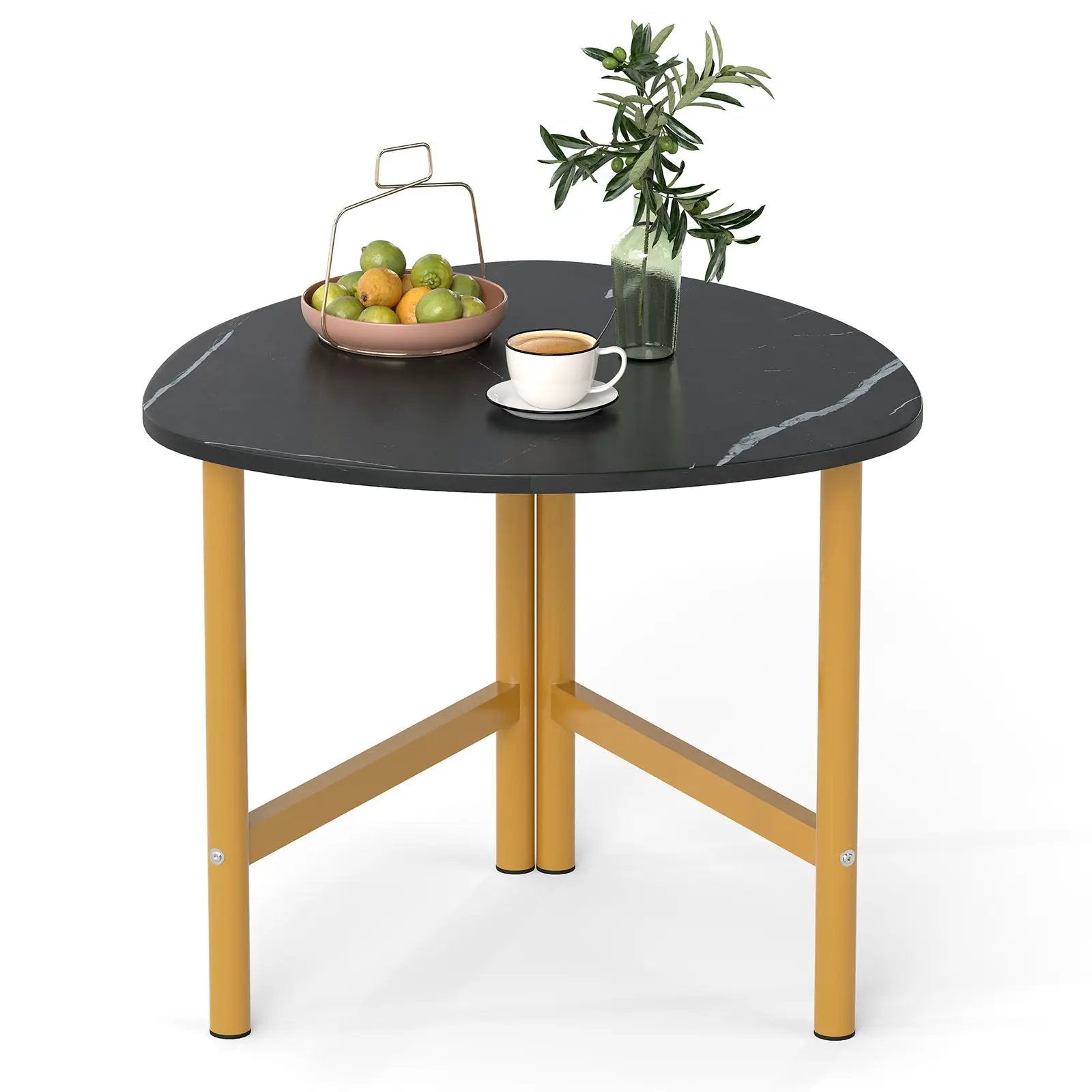 Triangle Coffee Table Oval Coffee Table with Metal Legs Industrial Center Table by DirectDeals