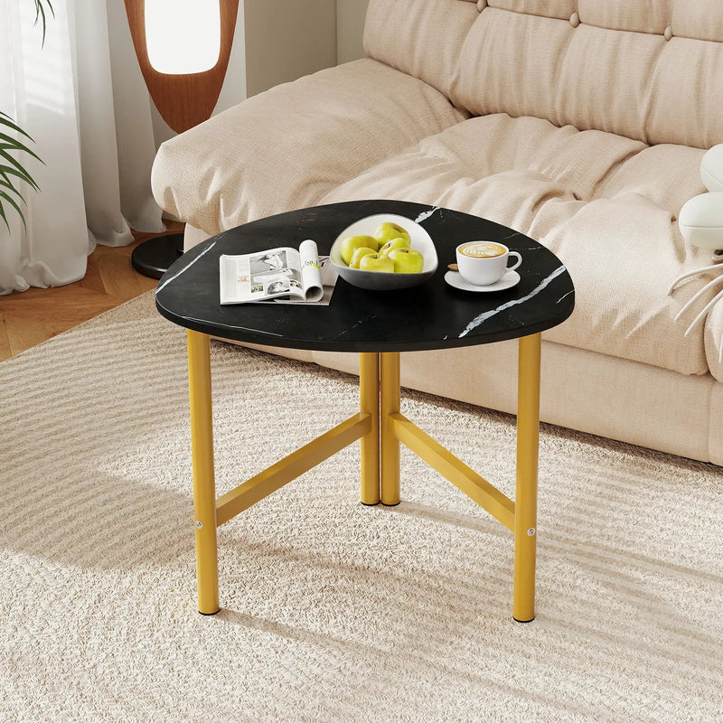 Triangle Coffee Table Oval Coffee Table with Metal Legs Industrial Center Table by DirectDeals