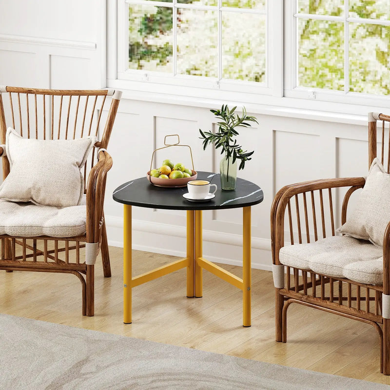 Triangle Coffee Table Oval Coffee Table with Metal Legs Industrial Center Table by DirectDeals