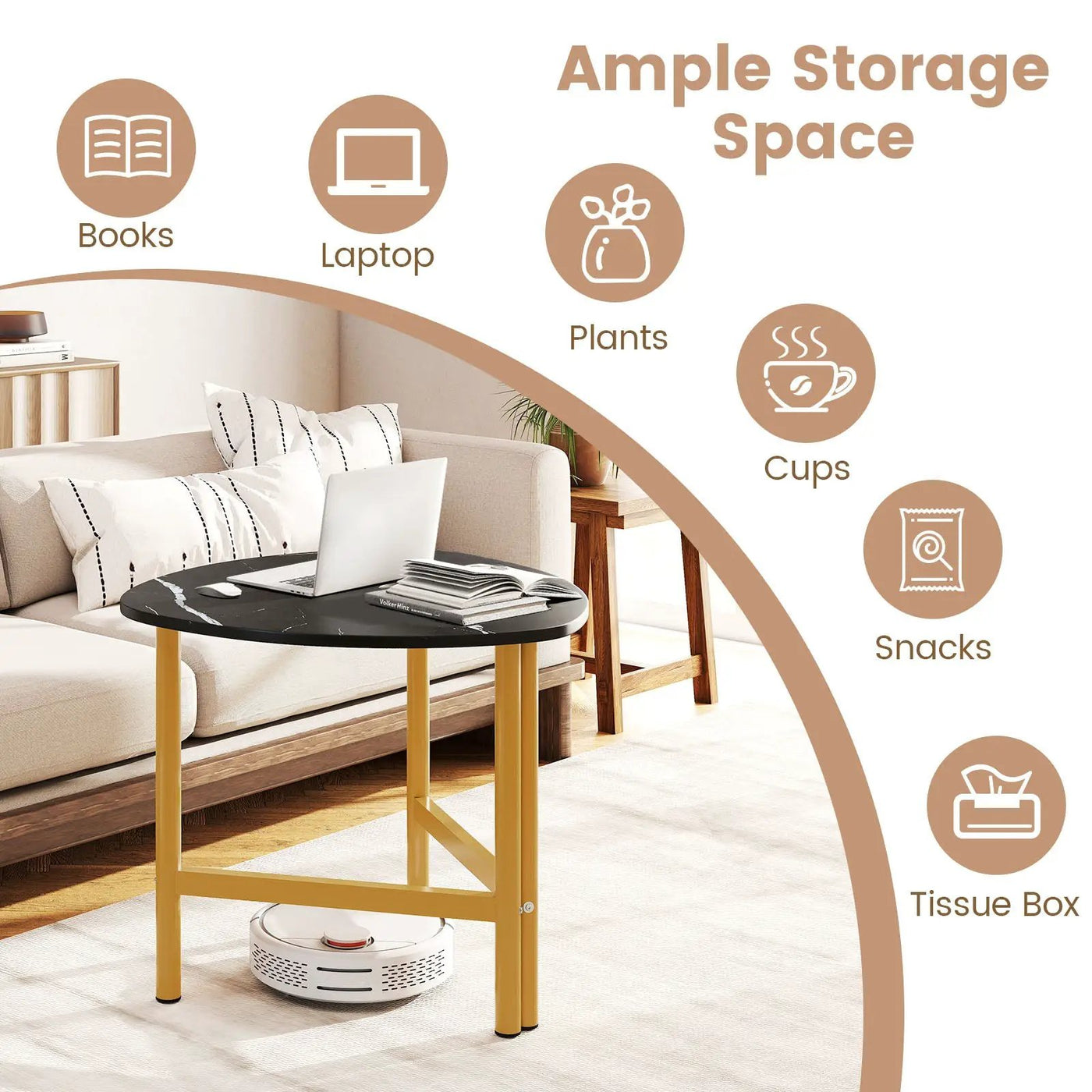 Triangle Coffee Table Oval Coffee Table with Metal Legs Industrial Center Table by DirectDeals