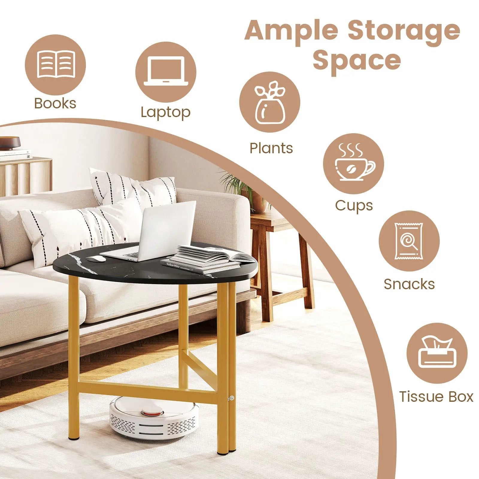 Triangle Coffee Table Oval Coffee Table with Metal Legs Industrial Center Table by DirectDeals