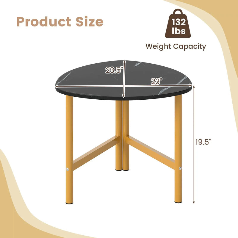 Triangle Coffee Table Oval Coffee Table with Metal Legs Industrial Center Table by DirectDeals