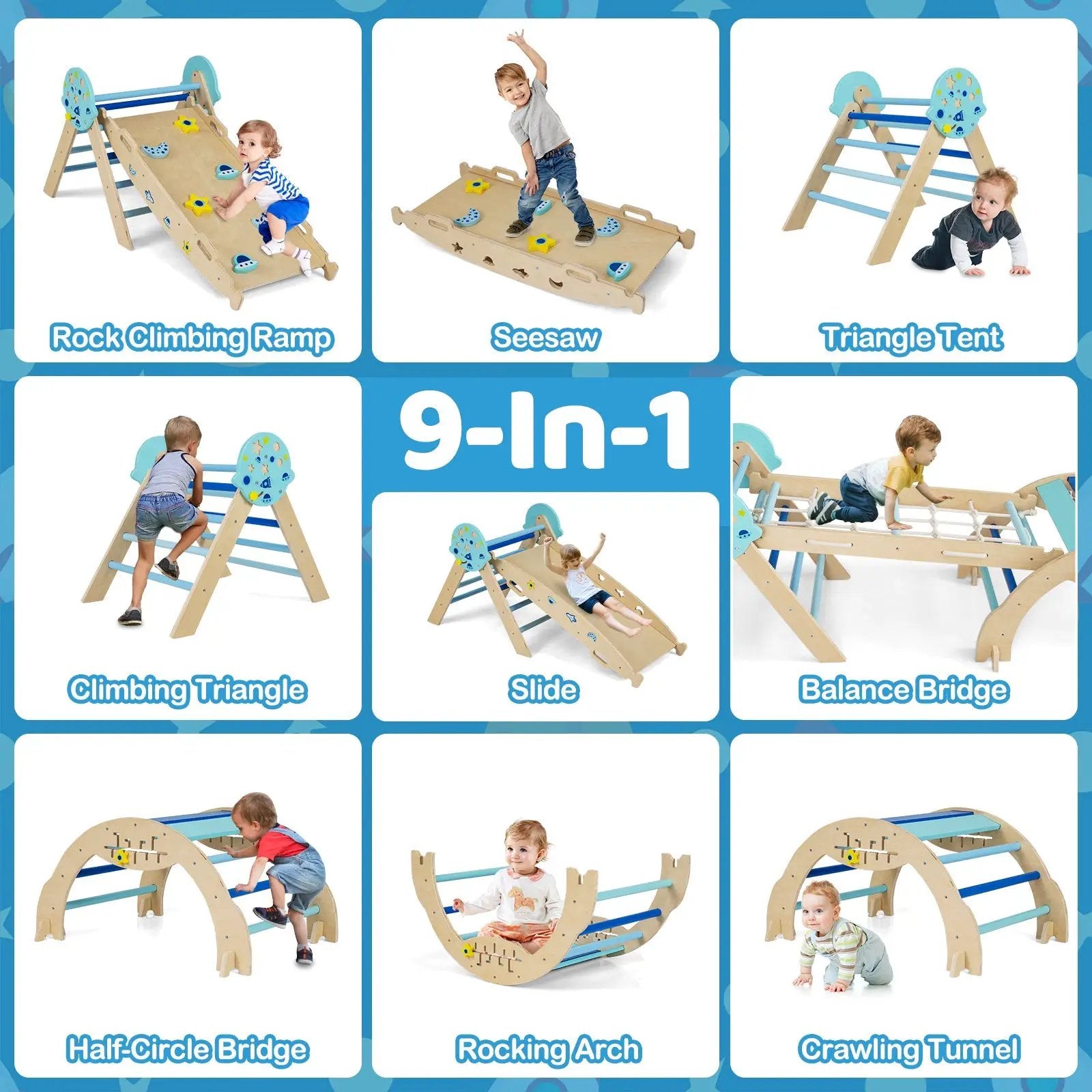 Triangle Set 8-in-1 Foldable Baby Climbing Toys Astronaut/Unicorn Theme by DirectDeals