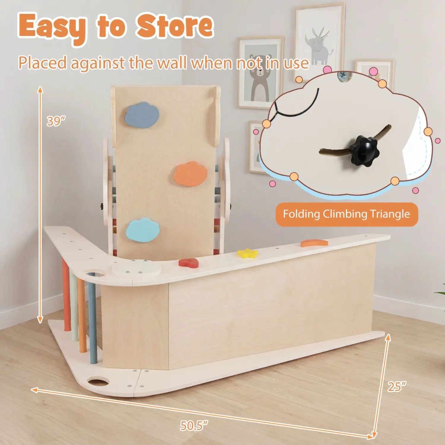 Triangle Set Foldable Kids Climbing Toys Panda-Themed Wood Montessori Climbing Set by DirectDeals