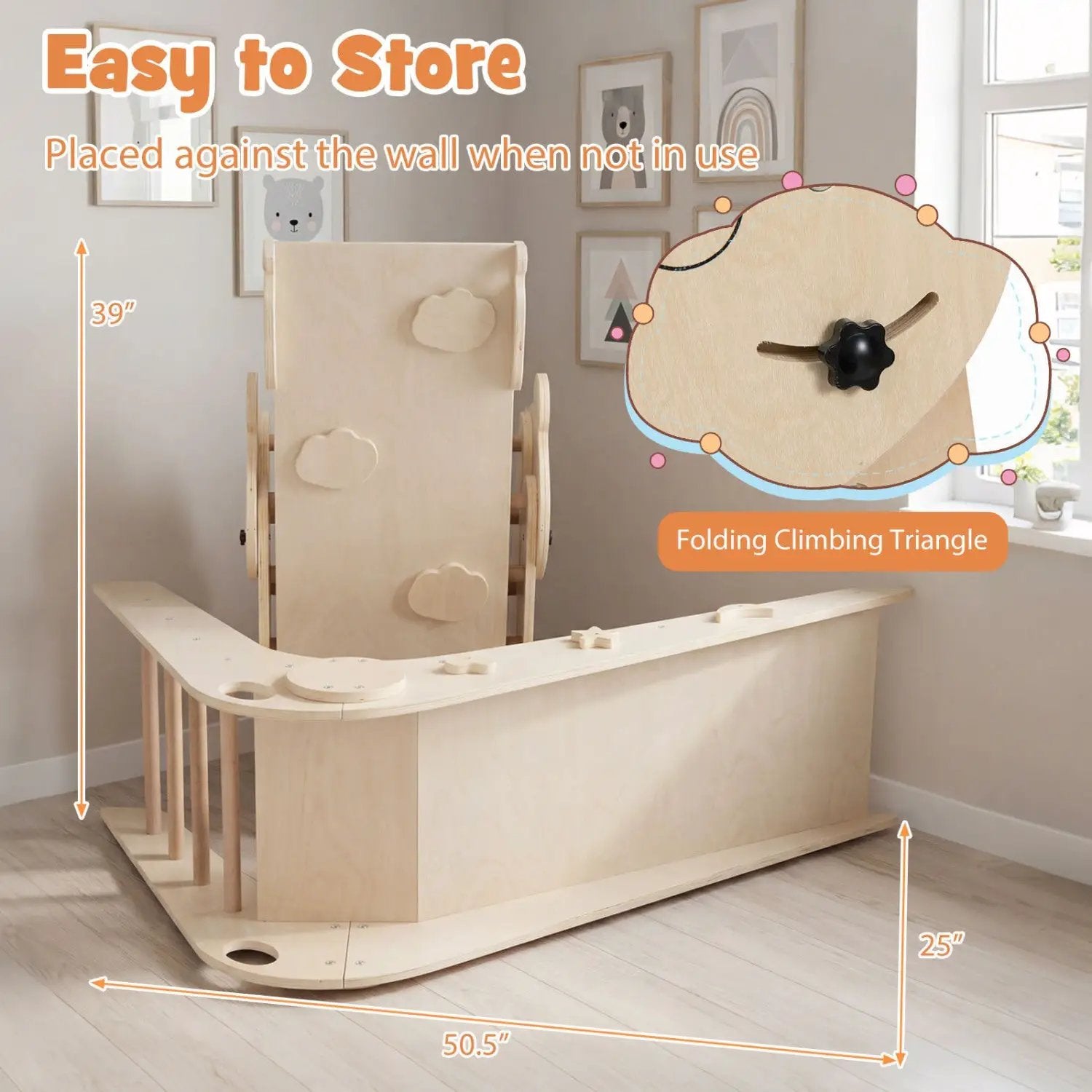Triangle Set Foldable Kids Climbing Toys Panda-Themed Wood Montessori Climbing Set by DirectDeals
