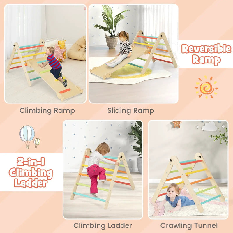 3-in-1 Climbing Set Foldable and Adjustable Kids Triangle Set by DirectDeals