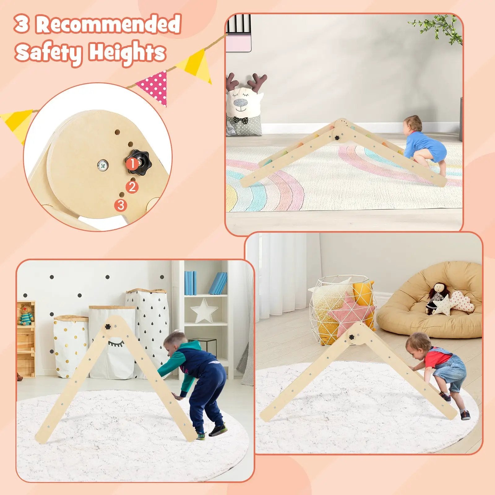 3-in-1 Climbing Set Foldable and Adjustable Kids Triangle Set by DirectDeals