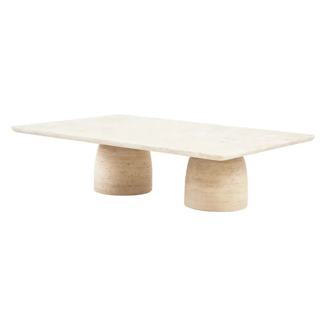 Natural Travertine Designer Coffee Table with Sculptural Bowl Shaped Legs 32x47x14 by GobekDesign