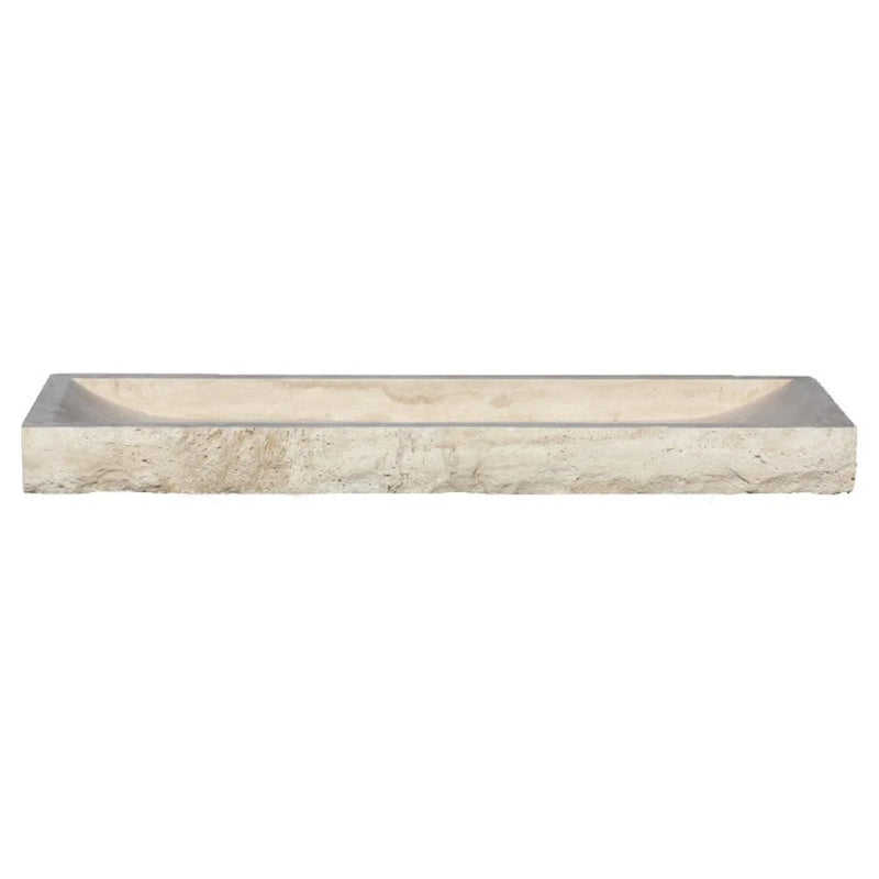 Troia Light Travertine Rectangular Vessel Sink Honed and Hand-Split (W)16" (L)48" (H)4" by GobekDesign