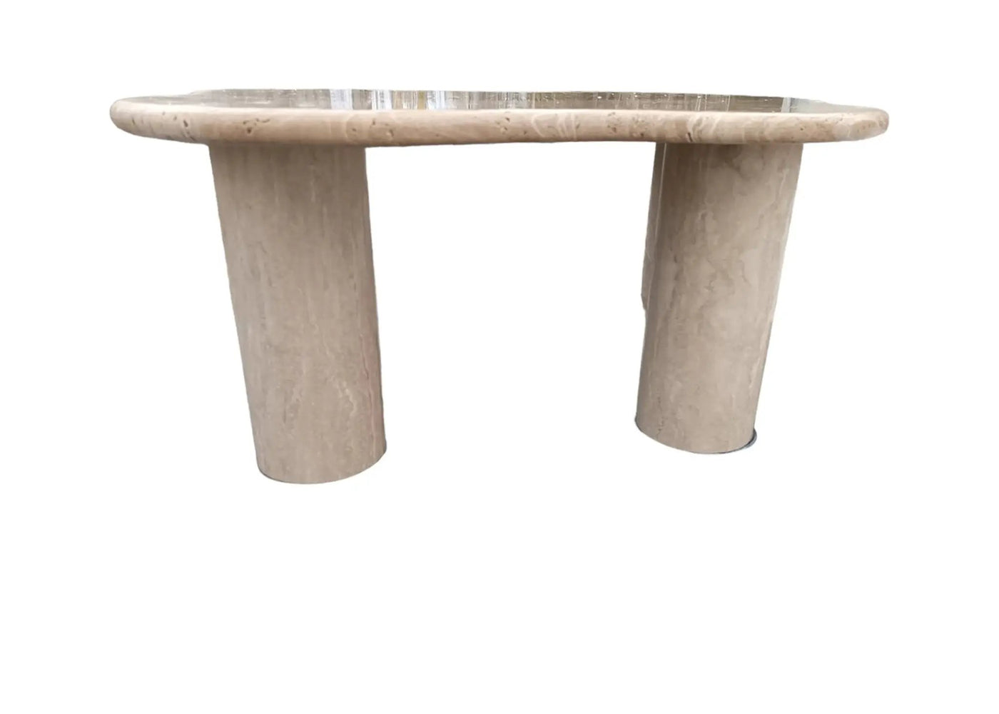 Travertine Coffee Table Cylinder Legs - Polished 50 x 35 inch by GobekDesign