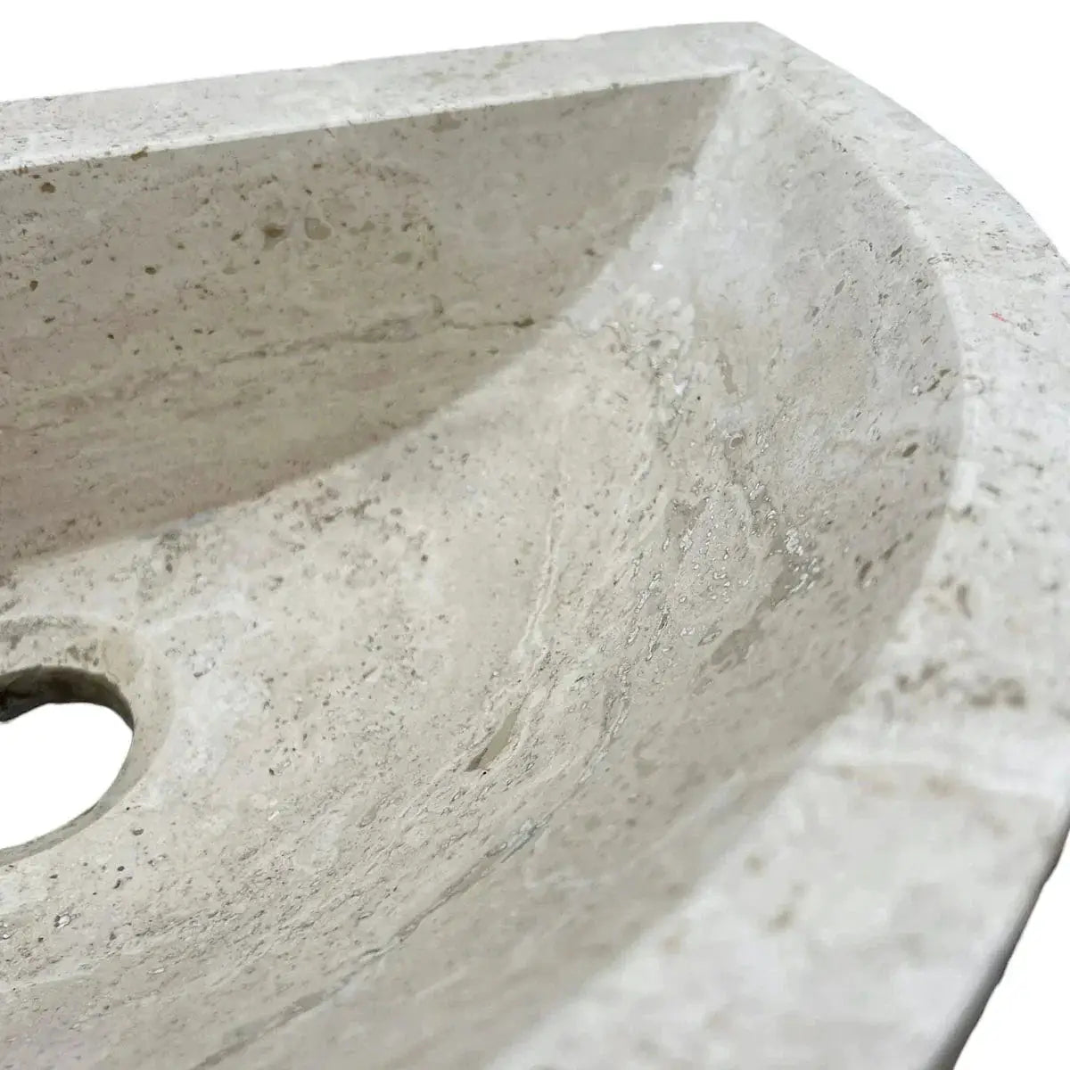 Natural Light Travertine Half Round Wall-Mounted Bathroom Sink Basin 10x16x6 Inch by GobekDesign